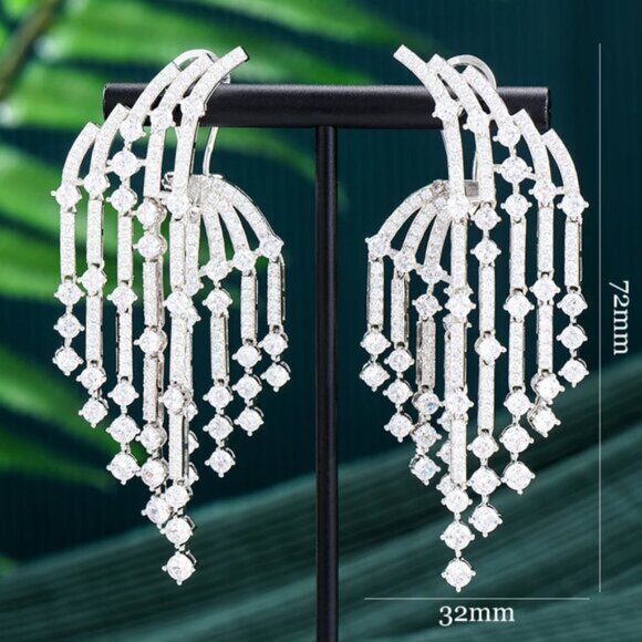 GODKI - New Leaves Drop Dangle Earrings for Women Wedding Bridal Earring - Picture 2 of 2